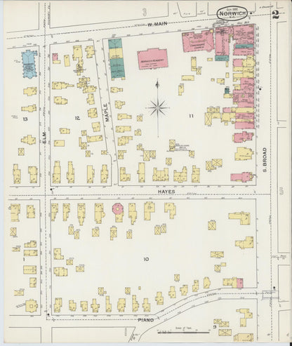 Sanborn Fire Insurance Map from Norwich, Chenango County, New York (1892), Sheet #0002 - Complete Map Set gallery image, historic Sanborn map, vintage wall art, New York New York