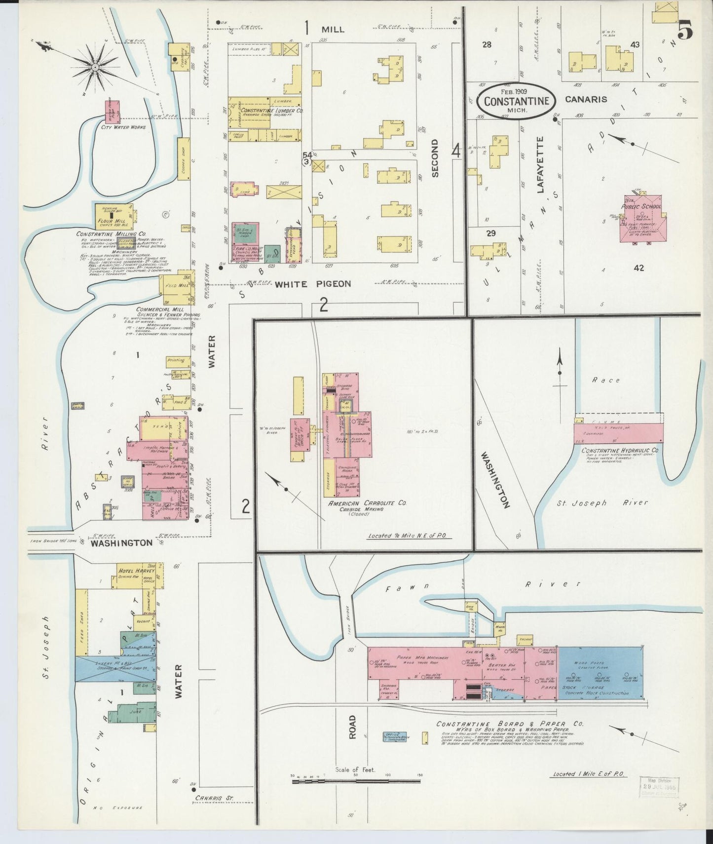 Sanborn Fire Insurance Map from Constantine, Saint Joseph County, Michigan (1909), Sheet #0005 - Complete Map Set gallery image, historic Sanborn map, vintage wall art, Michigan Michigan