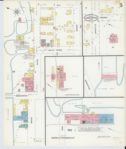 Sanborn Fire Insurance Map from Constantine, Saint Joseph County, Michigan (1909), Sheet #0005 - Complete Map Set gallery image, historic Sanborn map, vintage wall art, Michigan Michigan