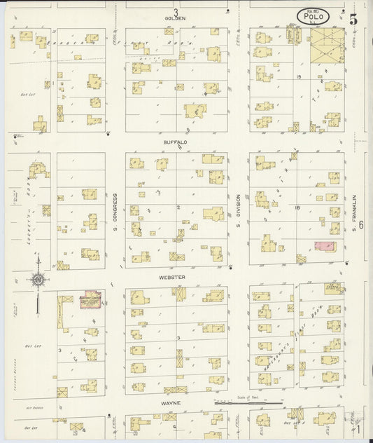 Sanborn Fire Insurance Map from Polo, Ogle County, Illinois (1913), Sheet #0005 - Historic Sanborn Fire Insurance Map Print, vintage old map wall art, antique decor, genealogy gift, Illinois Illinois map