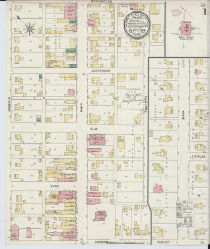 Sanborn Fire Insurance Map from Bluffton, Allen County, Ohio (1895), Sheet #0001 - Complete Map Set gallery image, historic Sanborn map, vintage wall art, Ohio Ohio