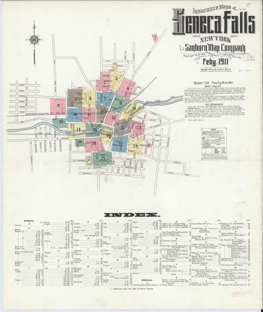 Sanborn Fire Insurance Map from Seneca Falls, Seneca County, New York (1911), Sheet #0001 - Complete Map Set gallery image, historic Sanborn map, vintage wall art, New York New York
