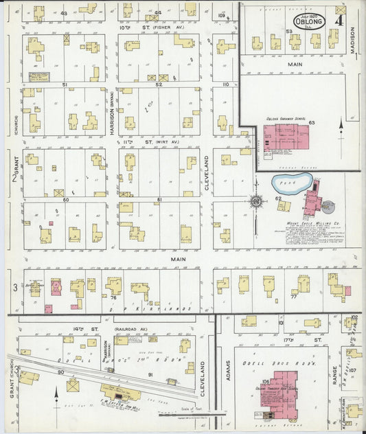 Sanborn Fire Insurance Map from Oblong, Crawford County, Illinois (1920), Sheet #0004 - Historic Sanborn Fire Insurance Map Print, vintage old map wall art, antique decor, genealogy gift, Illinois Illinois map