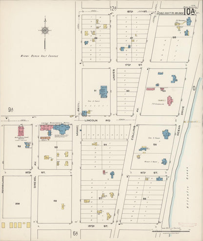 Sanborn Fire Insurance Map from Miami Beach, Dade County, Florida (1921), Sheet #0010 - Complete Map Set gallery image, historic Sanborn map, vintage wall art, Florida Florida