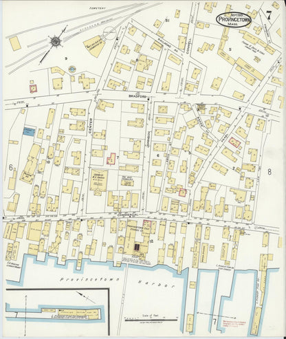 Sanborn Fire Insurance Map from Provincetown, Barnstable County, Massachusetts (1919), Sheet #0007 - Historic Sanborn Fire Insurance Map Print, vintage old map wall art, antique decor, genealogy gift, Massachusetts Massachusetts map