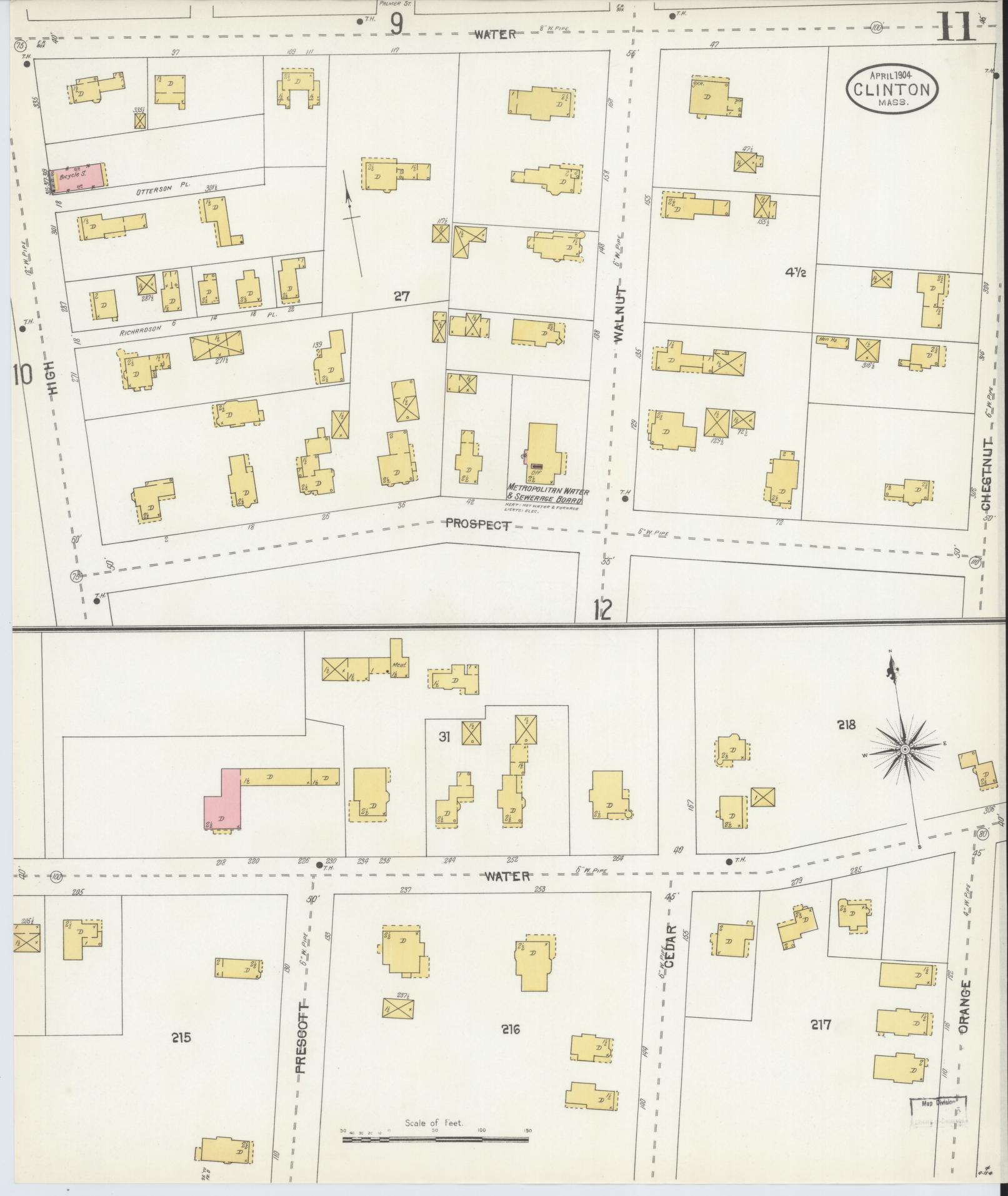 Sanborn Fire Insurance Map from Clinton, Worcester County, Massachusetts (1904), Sheet #0011 - Complete Map Set gallery image, historic Sanborn map, vintage wall art, Massachusetts Massachusetts
