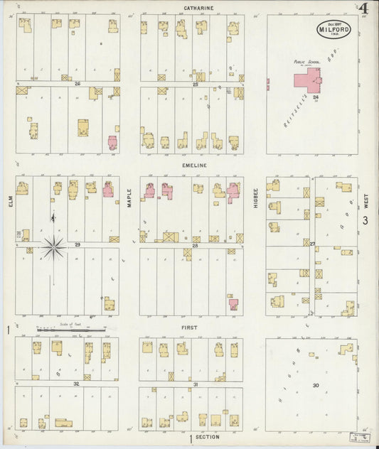 Sanborn Fire Insurance Map from Milford, Kosciusko County, Indiana (1897), Sheet #0004 - Historic Sanborn Fire Insurance Map Print, vintage old map wall art, antique decor, genealogy gift, Indiana Indiana map