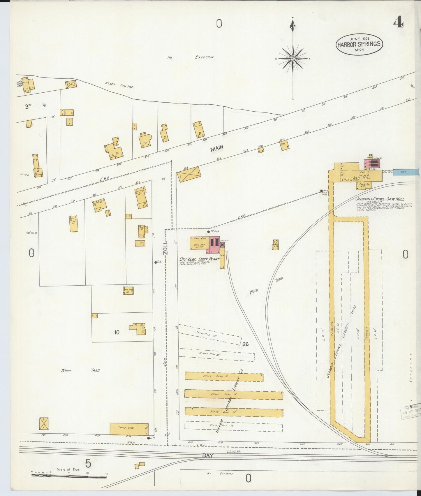 Sanborn Fire Insurance Map from Harbor Springs, Emmet County, Michigan (1906), Sheet #0004 - Complete Map Set gallery image, historic Sanborn map, vintage wall art, Michigan Michigan