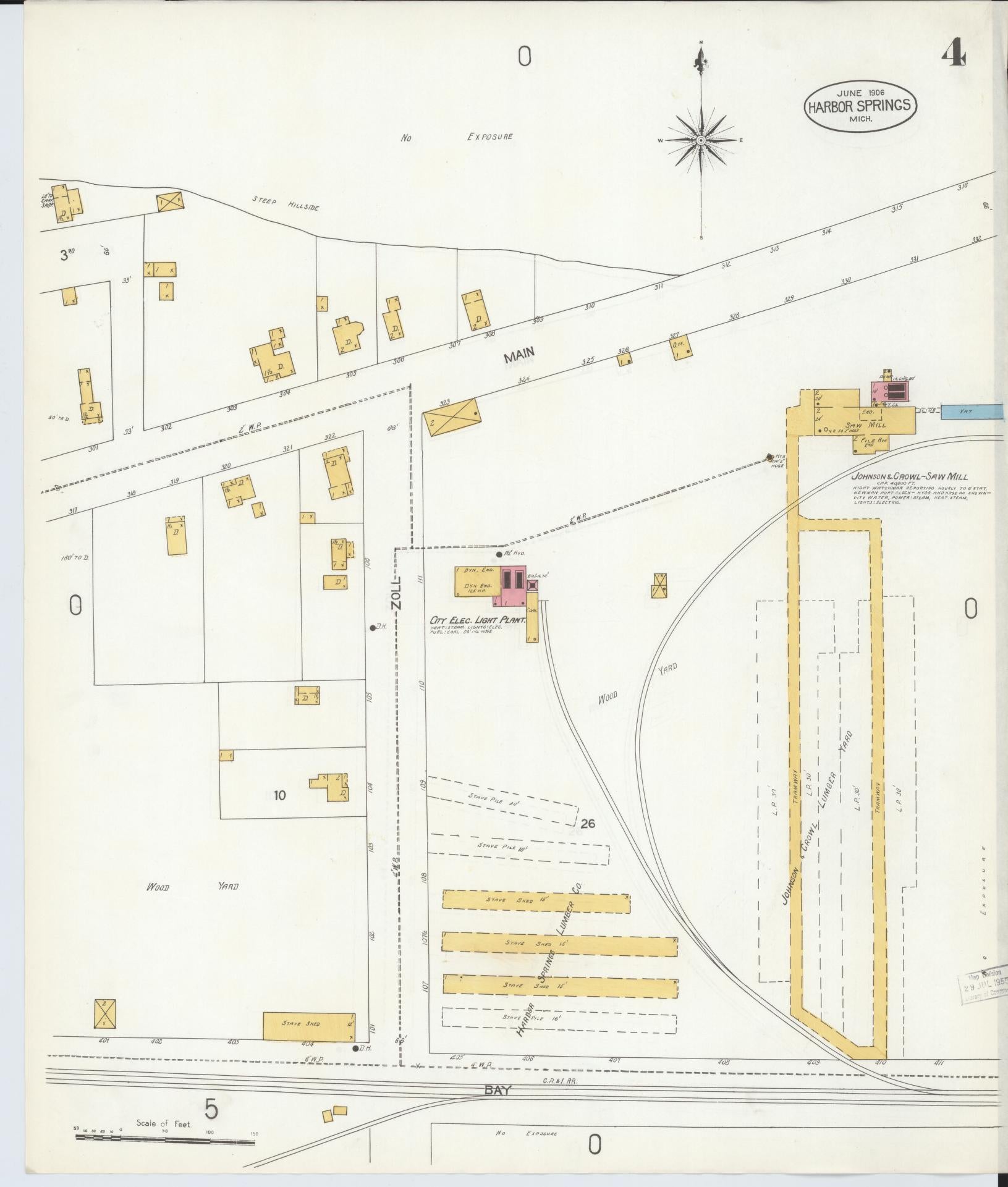 Sanborn Fire Insurance Map from Harbor Springs, Emmet County, Michigan (1906), Sheet #0004 - Complete Map Set gallery image, historic Sanborn map, vintage wall art, Michigan Michigan