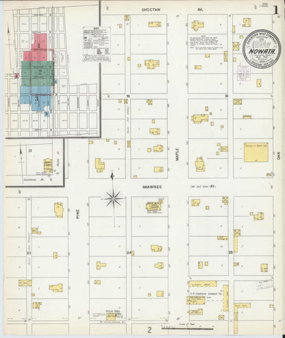 Sanborn Fire Insurance Map from Nowata, Nowata County, Oklahoma (1903), Sheet #0001 - Complete Map Set gallery image, historic Sanborn map, vintage wall art, Oklahoma Oklahoma