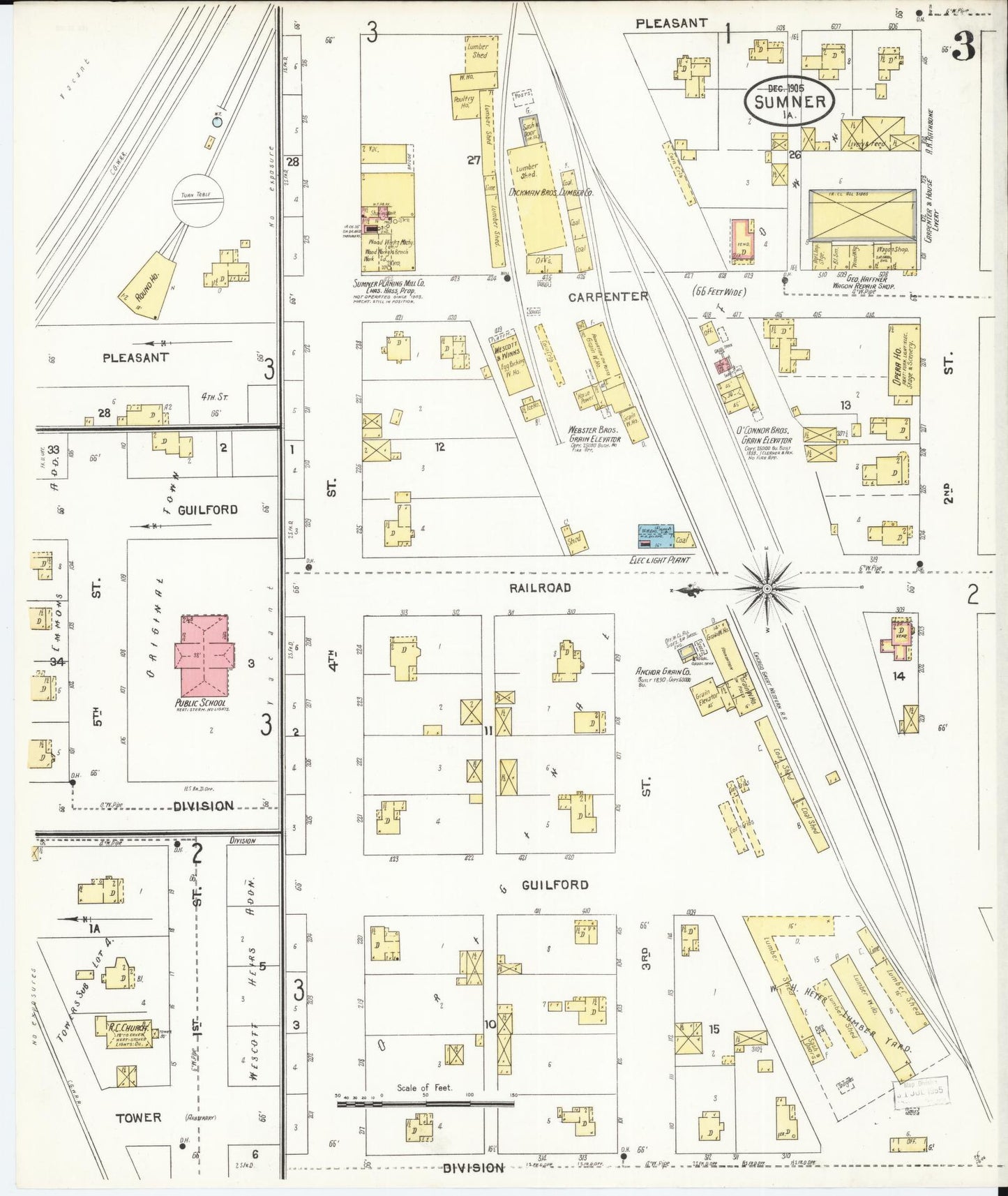 Sanborn Fire Insurance Map from Sumner, Bremer County, Iowa (1905), Sheet #0003 - Historic Sanborn Fire Insurance Map Print