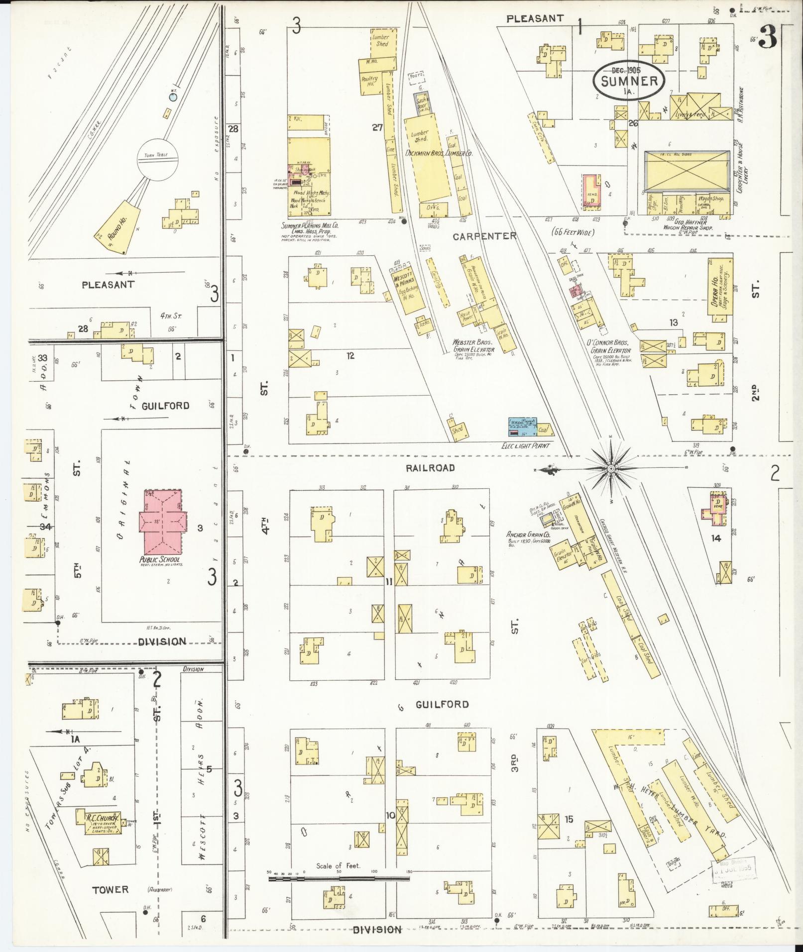 Sanborn Fire Insurance Map from Sumner, Bremer County, Iowa (1905), Sheet #0003 - Historic Sanborn Fire Insurance Map Print