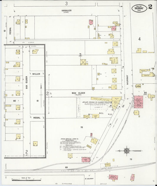Sanborn Fire Insurance Map from Murray, Salt Lake County, Utah (1911), Sheet #0002 - Historic Sanborn Fire Insurance Map Print, vintage old map wall art, antique decor, genealogy gift, Utah Utah map