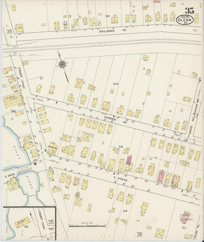 Sanborn Fire Insurance Map from Olean, Cattaraugus County, New York (1915), Sheet #0035 - Complete Map Set gallery image, historic Sanborn map, vintage wall art, New York New York