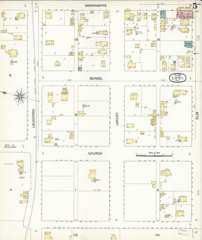 Sanborn Fire Insurance Map from Lodi, San Joaquin County, California (1895), Sheet #0005 - Complete Map Set gallery image, historic Sanborn map, vintage wall art, California California