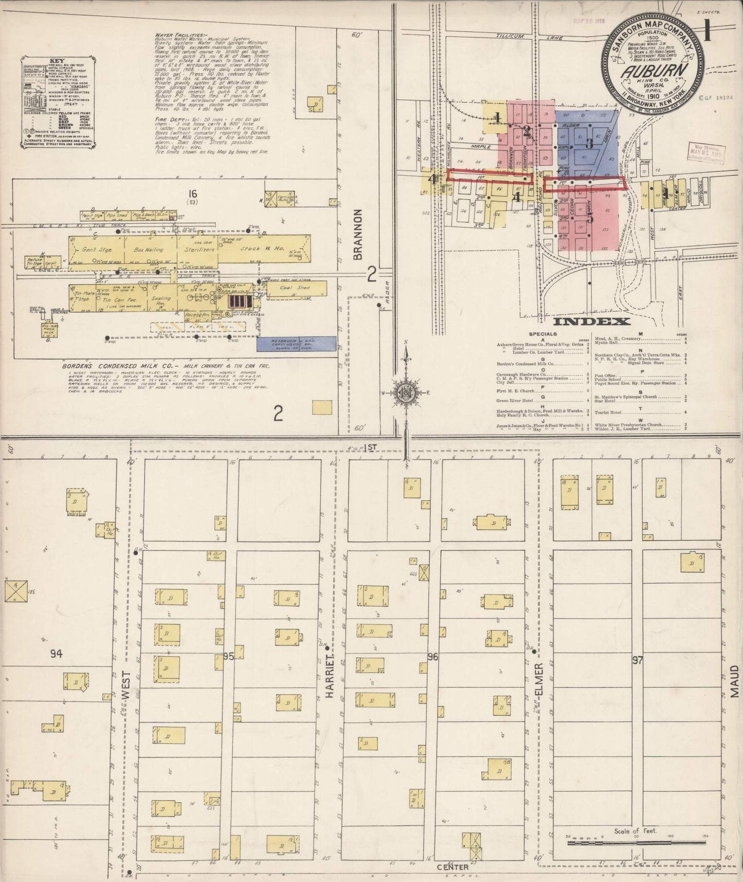Sanborn Fire Insurance Map from Auburn [see also Slaughter], King County, Washington (1910), Sheet #0001 - Complete Map Set gallery image, historic Sanborn map, vintage wall art, Washington Washington