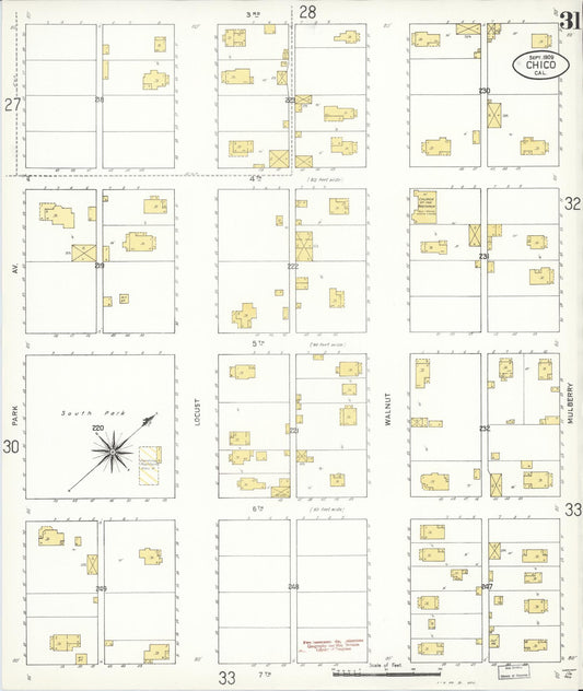 Sanborn Fire Insurance Map from Chico, Butte County, California (1909), Sheet #0031 - Historic Sanborn Fire Insurance Map Print, vintage old map wall art, antique decor, genealogy gift, California California map