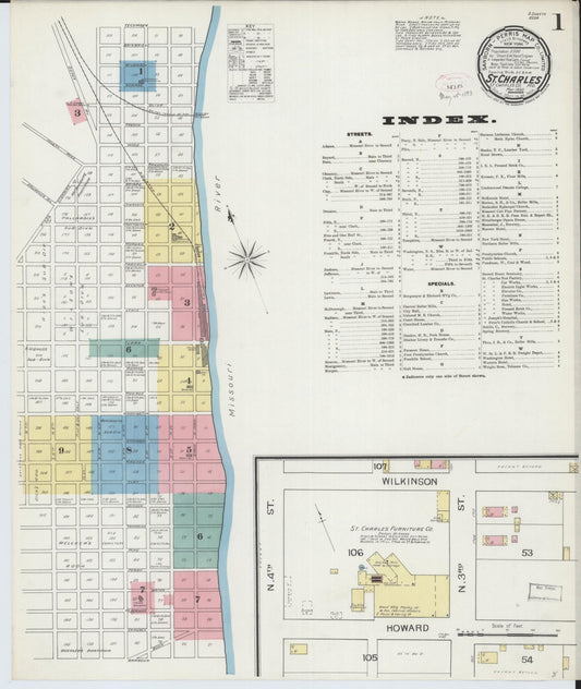 Sanborn Fire Insurance Map from Saint Charles, Saint Charles County, Missouri. (1893) – Historic Sanborn Fire Insurance Map Print