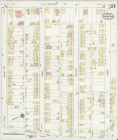 Sanborn Fire Insurance Map from Uniontown, Fayette County, Pennsylvania (1914), Sheet #0024 - Complete Map Set gallery image, historic Sanborn map, vintage wall art, Pennsylvania Pennsylvania