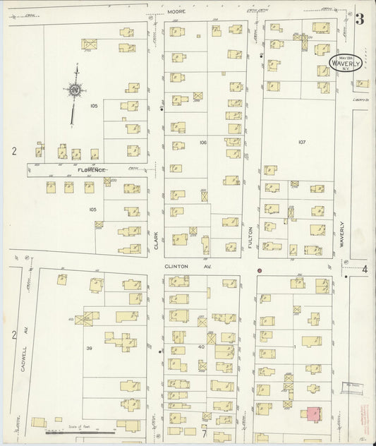 Sanborn Fire Insurance Map from Waverly, Tioga County, New York (1914), Sheet #0003 - Historic Sanborn Fire Insurance Map Print, vintage old map wall art, antique decor, genealogy gift, New York New York map