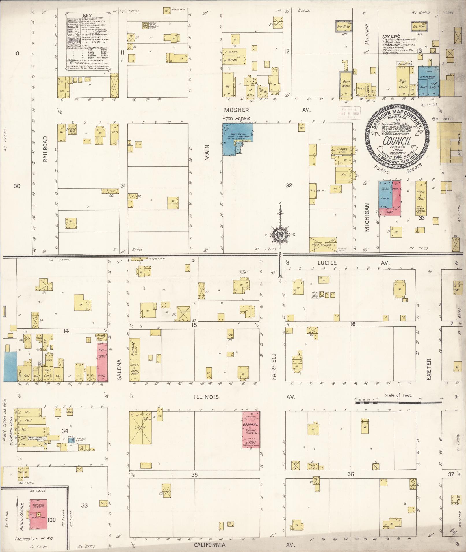 Sanborn Fire Insurance Map from Council, Adams County, Idaho (1914), Sheet #0001 - Historic Sanborn Fire Insurance Map Print, vintage old map wall art, antique decor, genealogy gift, Idaho Idaho map