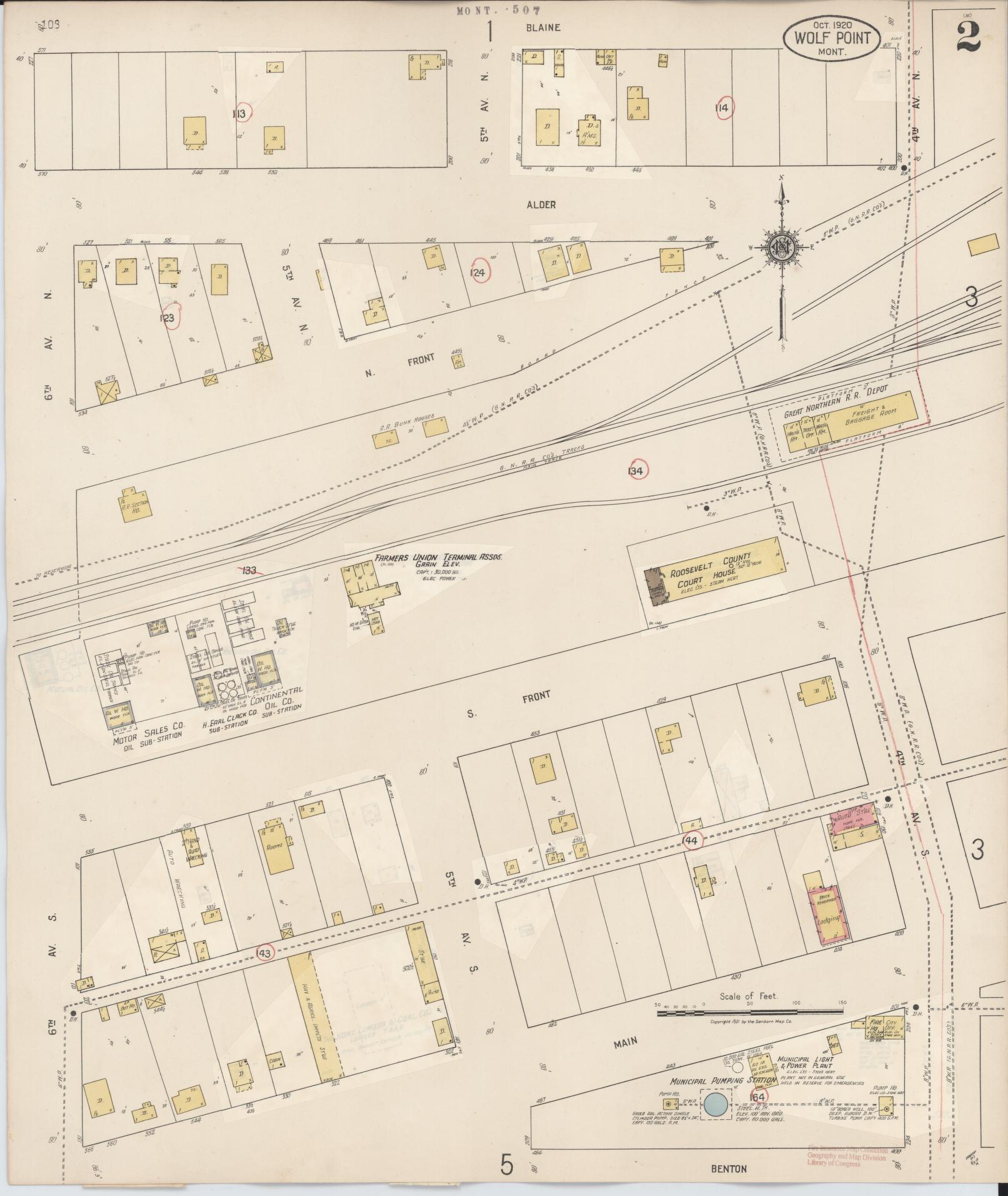 Sanborn Fire Insurance Map from Wolf Point, Roosevelt County, Montana (1930), Sheet #0002 - Historic Sanborn Fire Insurance Map Print, vintage old map wall art, antique decor, genealogy gift, Montana Montana map