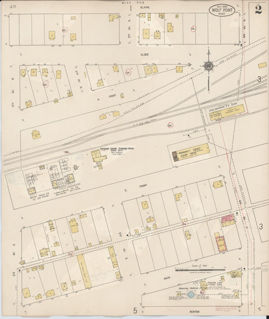 Sanborn Fire Insurance Map from Wolf Point, Roosevelt County, Montana (1930), Sheet #0002 - Historic Sanborn Fire Insurance Map Print, vintage old map wall art, antique decor, genealogy gift, Montana Montana map