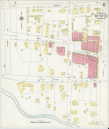 Sanborn Fire Insurance Map from Nacogdoches, Nacogdoches County, Texas (1912), Sheet #0006 - Complete Map Set gallery image, historic Sanborn map, vintage wall art, Texas Texas