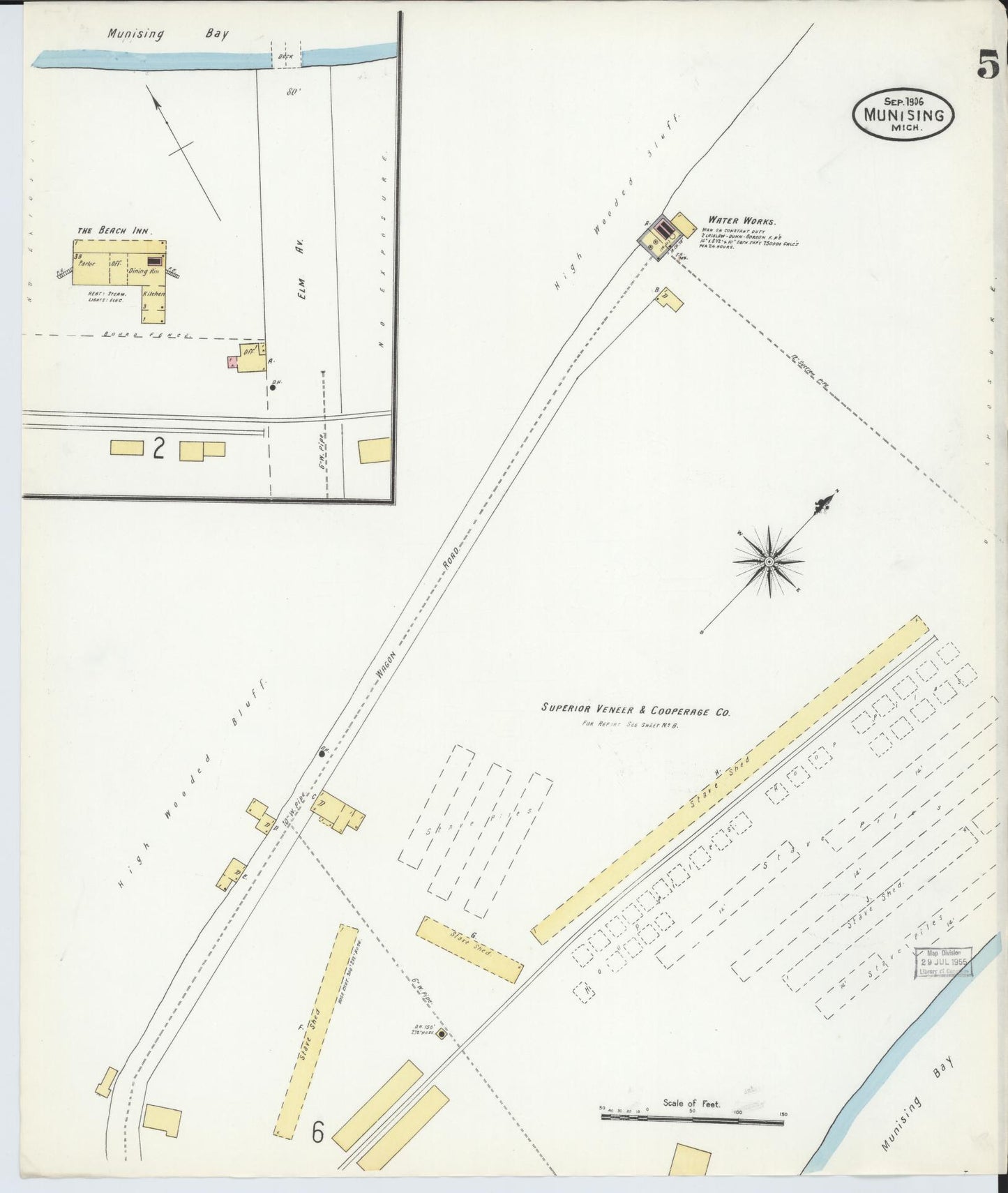 Sanborn Fire Insurance Map from Munising, Alger County, Michigan (1906), Sheet #0005 - Complete Map Set gallery image, historic Sanborn map, vintage wall art, Michigan Michigan