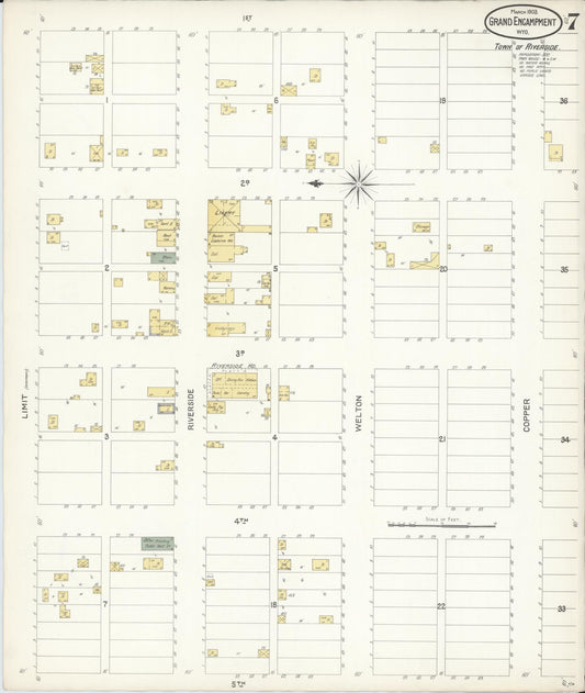Sanborn Fire Insurance Map from Grand Encampment, Carbon County, Wyoming (1903), Sheet #0007 - Historic Sanborn Fire Insurance Map Print, vintage old map wall art, antique decor, genealogy gift, Wyoming Wyoming map