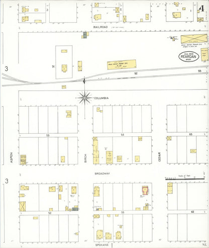 Sanborn Fire Insurance Map from Reardan, Lincoln County, Washington (1909), Sheet #0004 - Complete Map Set gallery image, historic Sanborn map, vintage wall art, Washington Washington