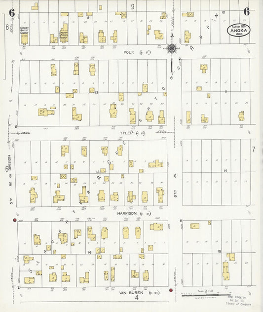 Sanborn Fire Insurance Map from Anoka, Anoka County, Minnesota (1925), Sheet #0006 - Historic Sanborn Fire Insurance Map Print, vintage old map wall art, antique decor, genealogy gift, Minnesota Minnesota map