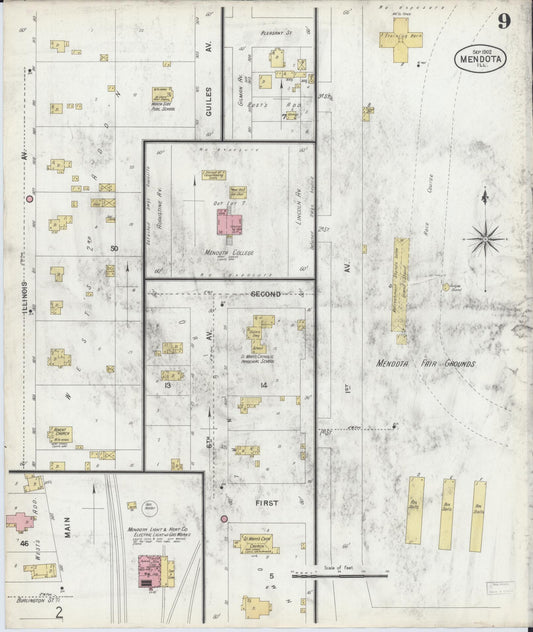 Sanborn Fire Insurance Map from Mendota, La Salle County, Illinois (1902), Sheet #0009 - Historic Sanborn Fire Insurance Map Print, vintage old map wall art, antique decor, genealogy gift, Illinois Illinois map