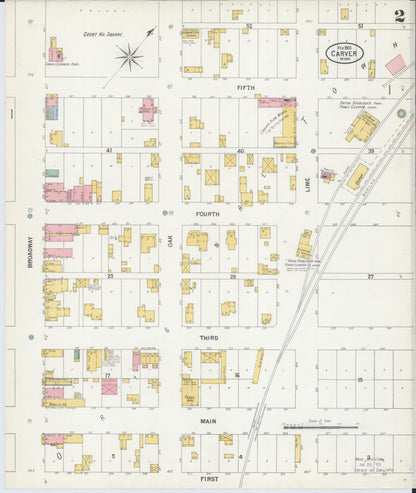 Sanborn Fire Insurance Map from Carver, Carver County, Minnesota (1900), Sheet #0002 - Historic Sanborn Fire Insurance Map Print, vintage old map wall art, antique decor, genealogy gift, Minnesota Minnesota map