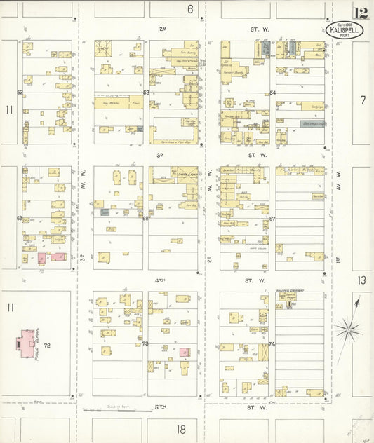 Sanborn Fire Insurance Map from Kalispell, Flathead County, Montana (1903), Sheet #0012 - Historic Sanborn Fire Insurance Map Print, vintage old map wall art, antique decor, genealogy gift, Montana Montana map