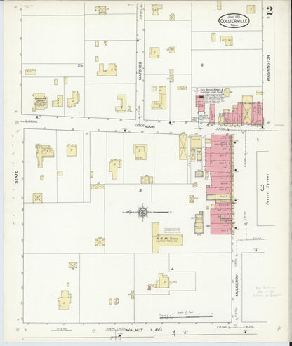 Sanborn Fire Insurance Map from Collierville, Shelby County, Tennessee (1913), Sheet #0002 - Complete Map Set gallery image, historic Sanborn map, vintage wall art, Tennessee Tennessee