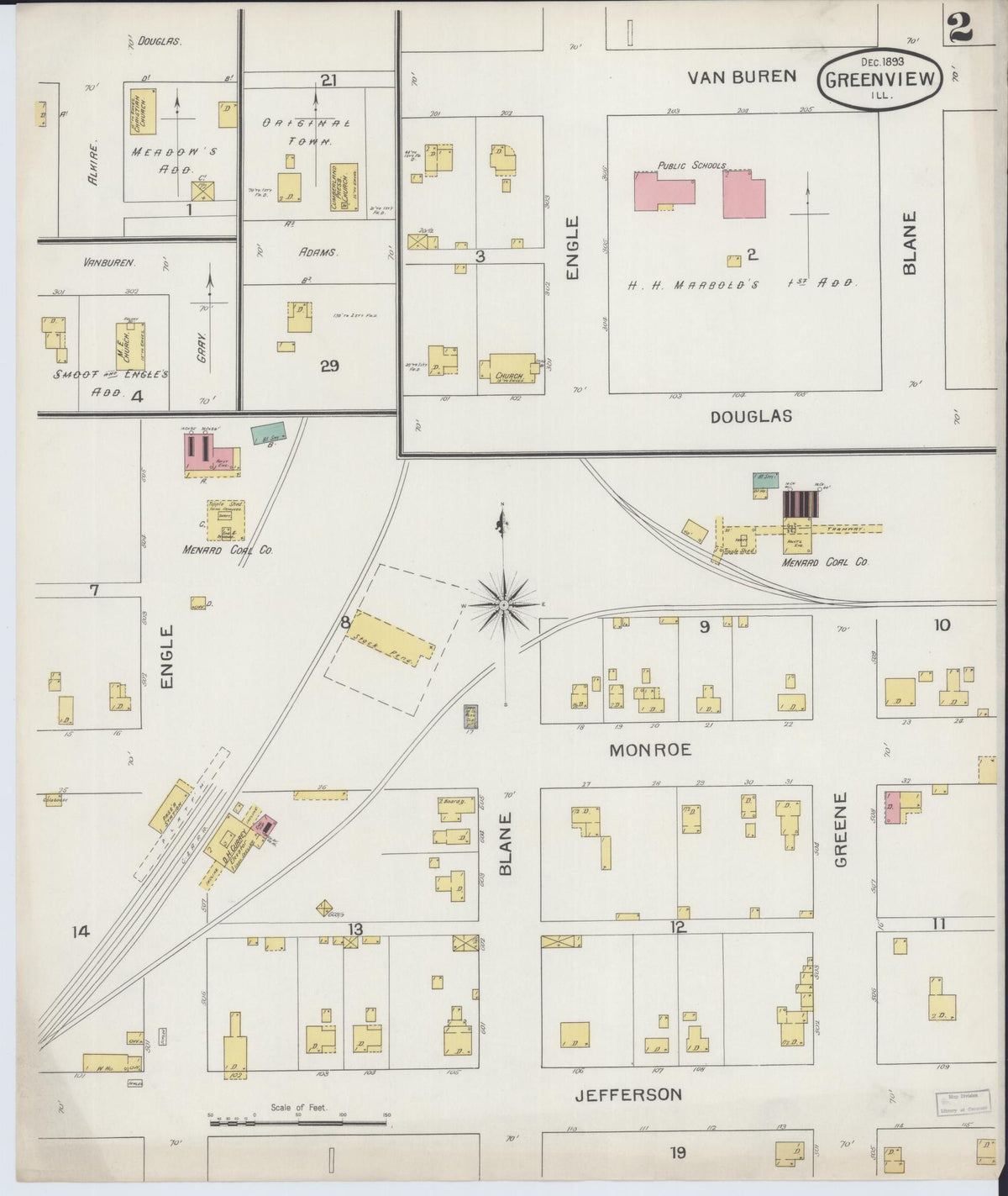 Sanborn Fire Insurance Map from Greenview, Menard County, Illinois (1893), Sheet #0002 - Complete Map Set gallery image, historic Sanborn map, vintage wall art, Illinois Illinois