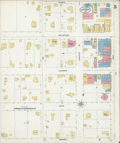 Sanborn Fire Insurance Map from Lockhart, Caldwell County, Texas (1903), Sheet #0003 - Complete Map Set gallery image, historic Sanborn map, vintage wall art, Texas Texas