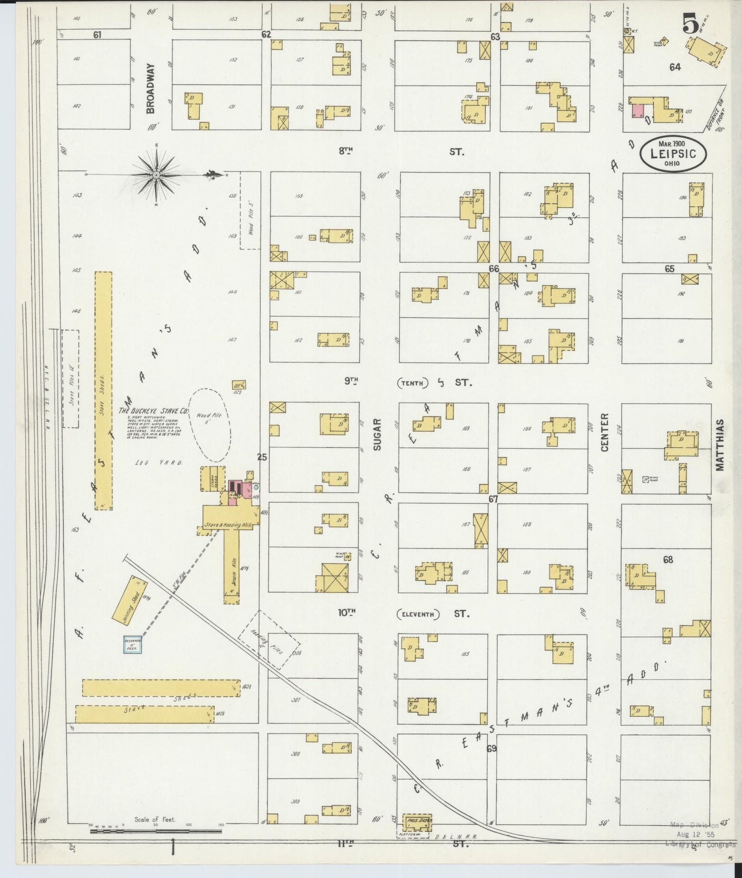 Sanborn Fire Insurance Map from Leipsic, Putnam County, Ohio (1900), Sheet #0005 - Historic Sanborn Fire Insurance Map Print, vintage old map wall art, antique decor, genealogy gift, Ohio Ohio map