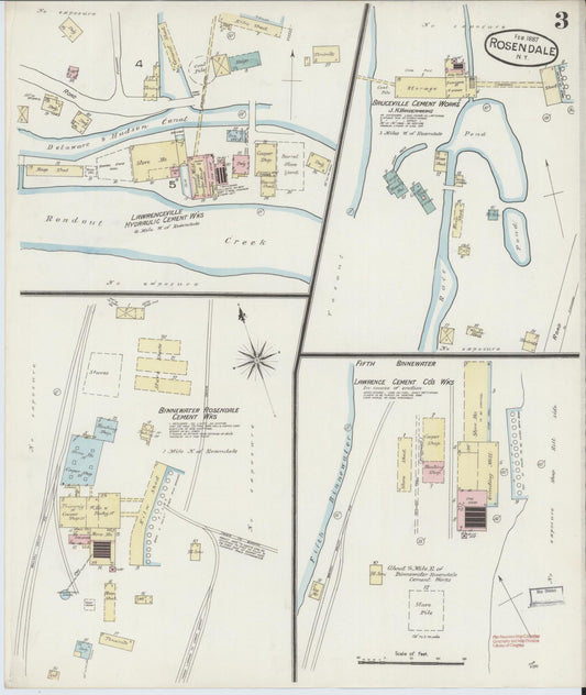 Sanborn Fire Insurance Map from Rosendale, Ulster County, New York (1887), Sheet #0003 - Historic Sanborn Fire Insurance Map Print, vintage old map wall art, antique decor, genealogy gift, New York New York map