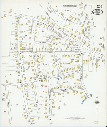 Sanborn Fire Insurance Map from Danbury, Fairfield County, Connecticut (1919), Sheet #0023 - Complete Map Set gallery image, historic Sanborn map, vintage wall art, Connecticut Connecticut