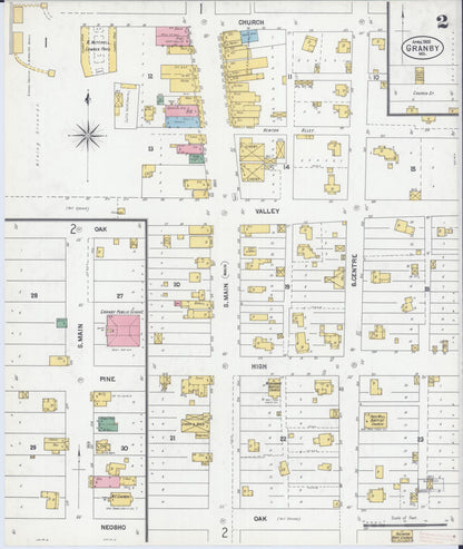 Sanborn Fire Insurance Map from Granby, Newton County, Missouri (1902), Sheet #0002 - Complete Map Set gallery image, historic Sanborn map, vintage wall art, Missouri Missouri