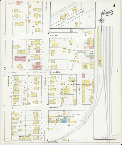 Sanborn Fire Insurance Map from Clinton, De Witt County, Illinois (1916), Sheet #0004 - Complete Map Set gallery image, historic Sanborn map, vintage wall art, Illinois Illinois