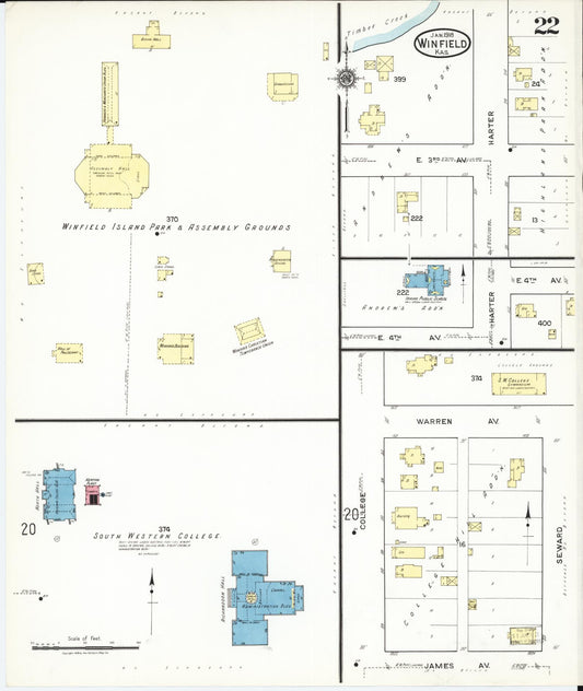 Sanborn Fire Insurance Map from Winfield, Cowley County, Kansas (1918), Sheet #0022 - Historic Sanborn Fire Insurance Map Print, vintage old map wall art, antique decor, genealogy gift, Kansas Kansas map