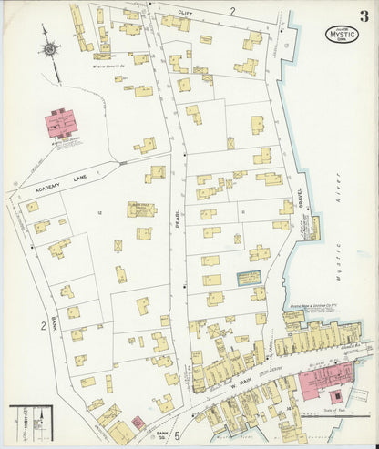 Sanborn Fire Insurance Map from Mystic, New London County, Connecticut (1911), Sheet #0003 - Complete Map Set gallery image, historic Sanborn map, vintage wall art, Connecticut Connecticut