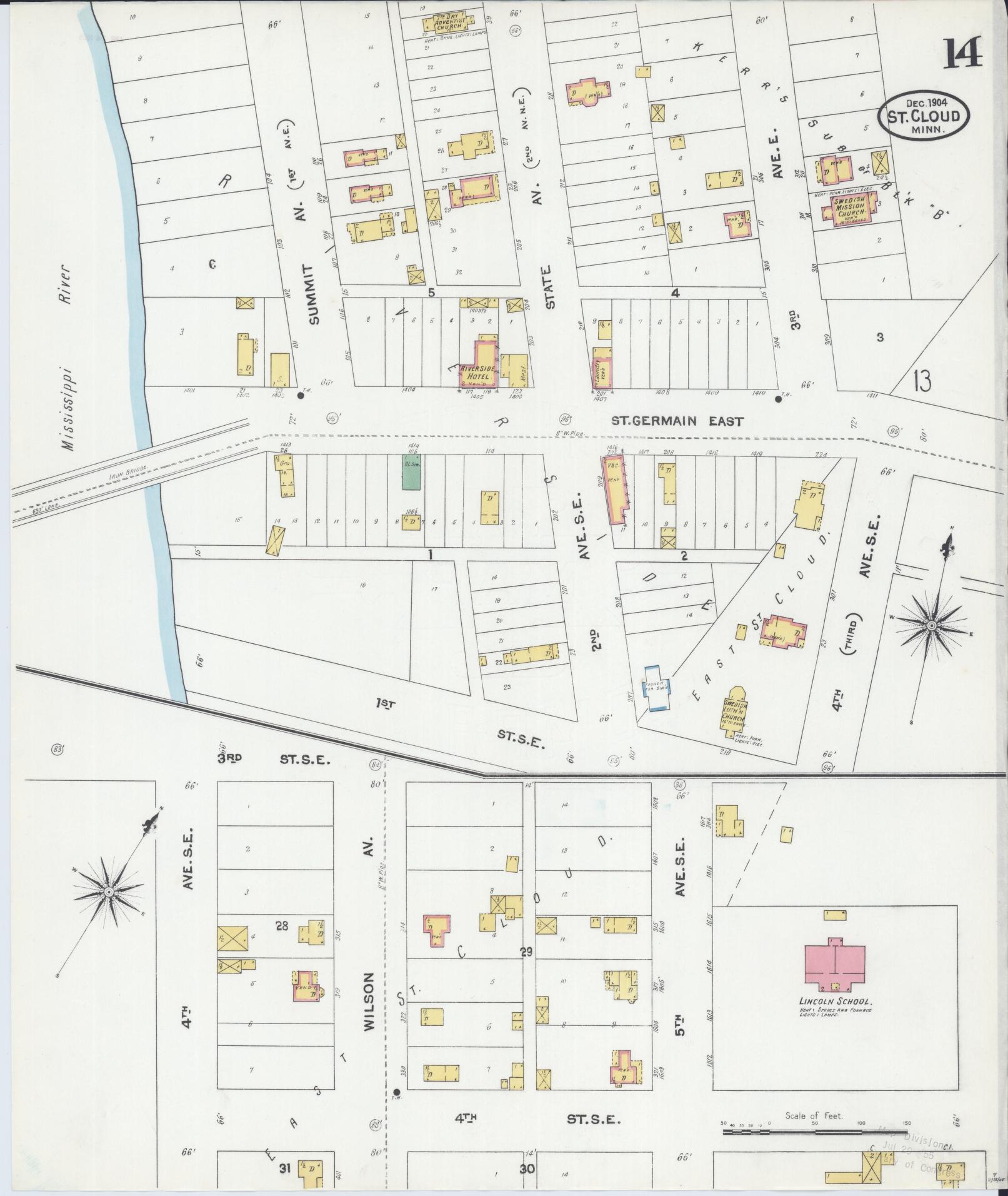 Sanborn Fire Insurance Map from Saint Cloud, Stearns, Benton, and Sherburne Counties, Minnesota (1904), Sheet #0014 - Complete Map Set gallery image, historic Sanborn map, vintage wall art, Minnesota Minnesota
