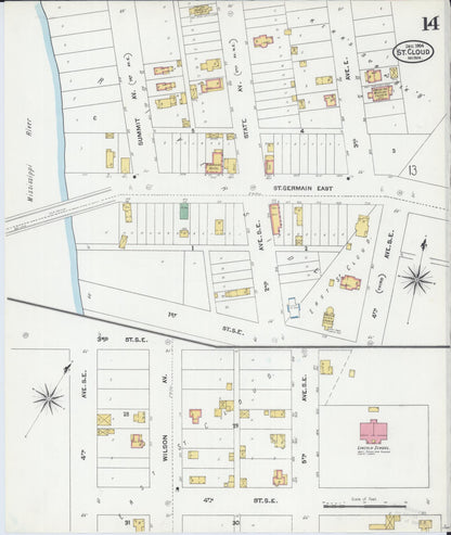 Sanborn Fire Insurance Map from Saint Cloud, Stearns, Benton, and Sherburne Counties, Minnesota (1904), Sheet #0014 - Complete Map Set gallery image, historic Sanborn map, vintage wall art, Minnesota Minnesota