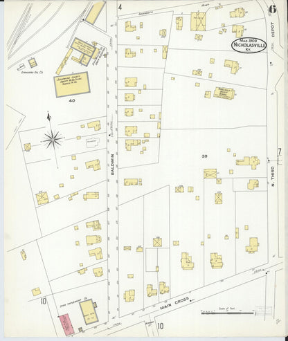 Sanborn Fire Insurance Map from Nicholasville, Jessamine County, Kentucky (1909), Sheet #0006 - Complete Map Set gallery image, historic Sanborn map, vintage wall art, Kentucky Kentucky