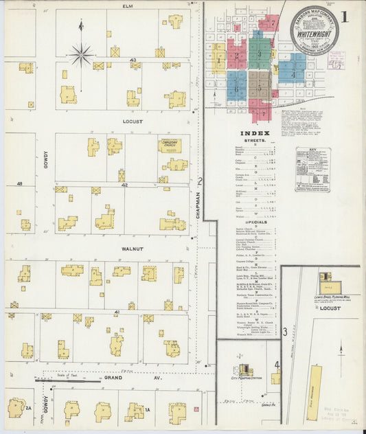 Sanborn Fire Insurance Map from Whitewright, Grayson County, Texas (1905), Sheet #0001 - Complete Map Set gallery image, historic Sanborn map, vintage wall art, Texas Texas