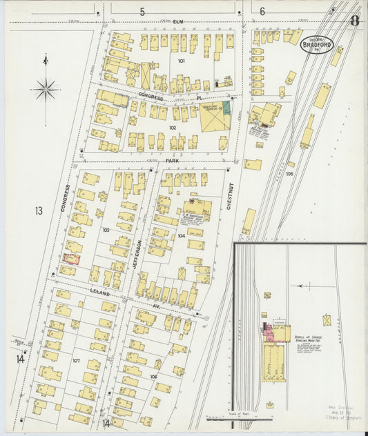 Sanborn Fire Insurance Map from Bradford, McKean County, Pennsylvania (1899), Sheet #0008 - Historic Sanborn Fire Insurance Map Print, vintage old map wall art, antique decor, genealogy gift, Pennsylvania Pennsylvania map